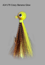 Load image into Gallery viewer, AJ#179-JigBucktail-1.05oz-Crazy-Banana-Glow
