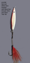Load image into Gallery viewer, AJ_200-Swimstik-Jigging-Lure-1.25oz-Red-and-White-Glow-with-Dressed-Tail