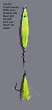 Load image into Gallery viewer, AJ_202-Swimstik-Jigging-Lure-1.25oz-Chartreuse-and-White-Glow-with-Dressed-Tail