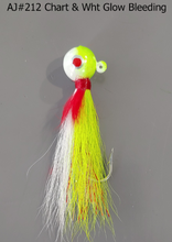 Load image into Gallery viewer, AJ_212-JigBucktail-Chart-White-Bleeding-Glow
