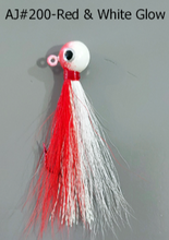 Load image into Gallery viewer, AJ_200-JigBucktail-1.05oz-Red-and-White-Glow
