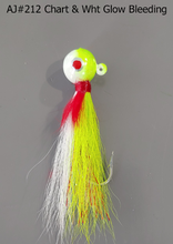 Load image into Gallery viewer, AJ_212-JigBucktail-1.05oz-Chart-White-Bleeding-Glow