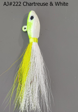 Load image into Gallery viewer, AJ_222-JigBucktail-1.05oz-FishHead-Chartreuse_White