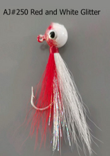 Load image into Gallery viewer, AJ_250-JigBucktail-1_2oz-Red-White-Glitter