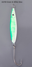 Load image into Gallery viewer, AJ_50-Swimstik-Jigging-Lure-1.25oz-Green-and-White-Glow
