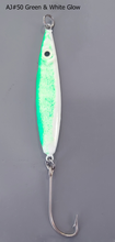 Load image into Gallery viewer, AJ_50-Swimstik-Jigging-Lure-1.25oz-Green-and-White-Glow
