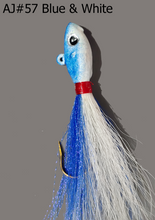 Load image into Gallery viewer, AJ_57-JigBucktail-1.05oz-FishHead-Blue_White