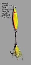 Load image into Gallery viewer, AJ_138-Swimstik-Jigging-Lure-1.25oz-Pumpkinhead-Glow-with-Dressed-Tail
