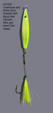 Load image into Gallery viewer, AJ_202-Swimstik-Jigging-Lure-1.25oz-Chartreuse-and-White-Glow-with-Dressed-Tail
