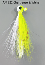 Load image into Gallery viewer, AJ_222--Bucktail-Jig-Chartreuse-_-White
