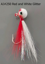 Load image into Gallery viewer, AJ_250-JigBucktail-1_4oz-Red-White-Glitter

