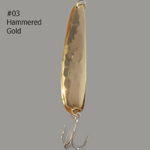Load image into Gallery viewer, Moosalamoo 44LT03 Light Trolling Spoon Hammered Gold Metal
