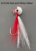 Load image into Gallery viewer, AJ_250-JigBucktail-1_5oz-Red-White-Glitter
