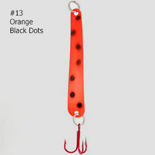 Load image into Gallery viewer, Moosalamoo Mini BB Gun #13 Orange Black Dots Trolling Spoon
