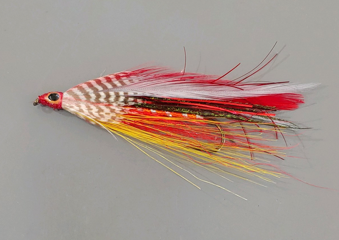 Single Hook Red Grey Ghost Streamer Fly