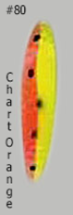 Load image into Gallery viewer, Top Gun 80 Chartreuse Orange Trolling Spoon
